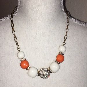 Orange, white w/rhinestone accent fashion necklace